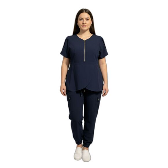 UniformsWorld Navy Blue Scrub Top & Pants Set 518 GTK - Picture 1 of 14